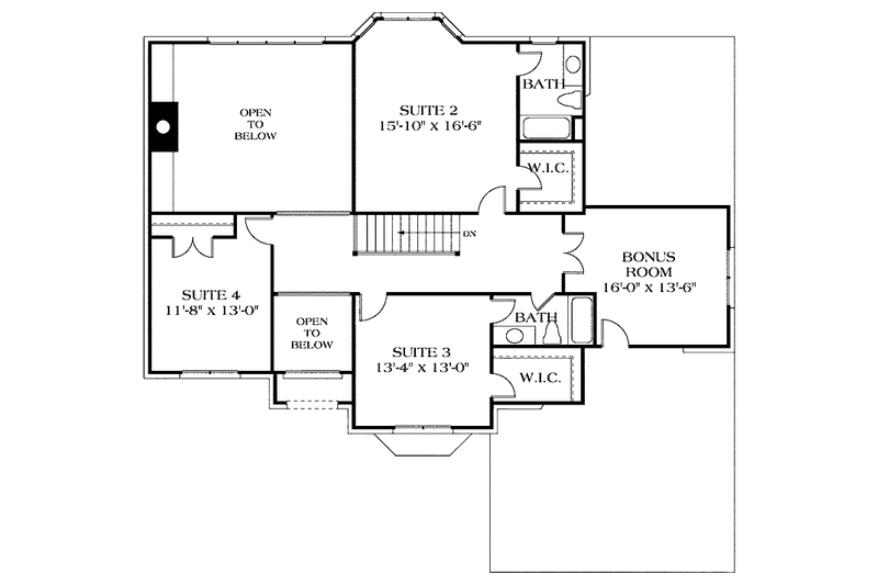 Dream House Plan - Floor Plan - Upper Floor for Colonial House Plan #453-294 - 4 bed, 3.5 bath