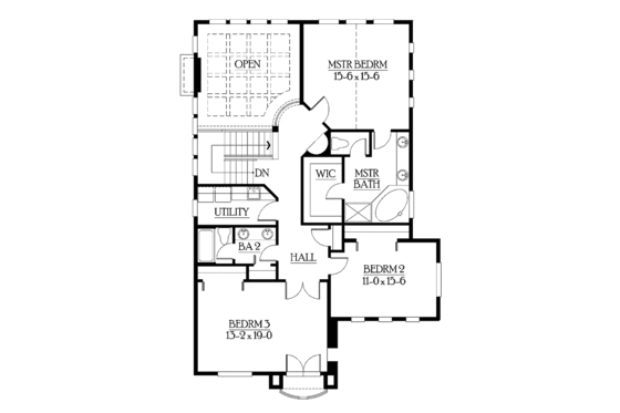 Floor Plan - Upper Floor for Craftsman House Plan #132-299 - 3 bed, 2.5 bath