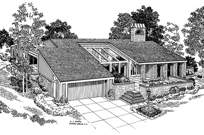 Dream House Plan - Exterior - Front Elevation 3 for Contemporary House Plan #72-757 - 3 bed, 2 bath