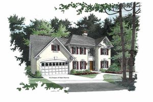 Colonial Exterior - Front Elevation Plan #56-672