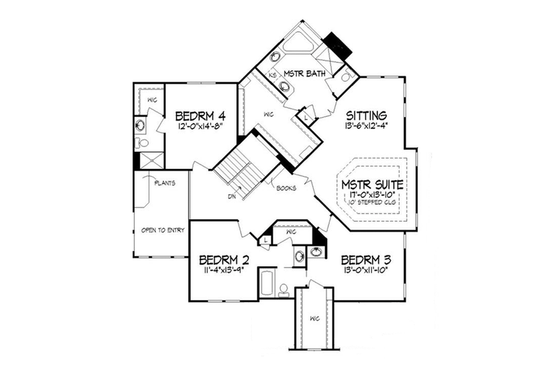 Dream House Plan - Floor Plan - Upper Floor for Contemporary House Plan #320-1410 - 4 bed, 3.5 bath