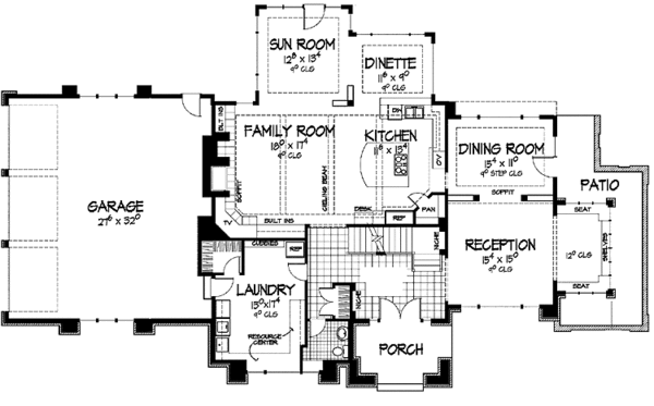 Architectural House Design - Mediterranean Floor Plan - Main Floor Plan #51-792