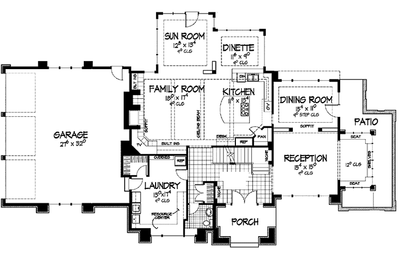 Home Plan - Floor Plan - Main Floor for Mediterranean House Plan #51-792 - 4 bed, 3.5 bath