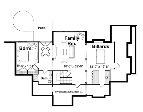 Architectural House Design - European Floor Plan - Lower Floor Plan #928-42