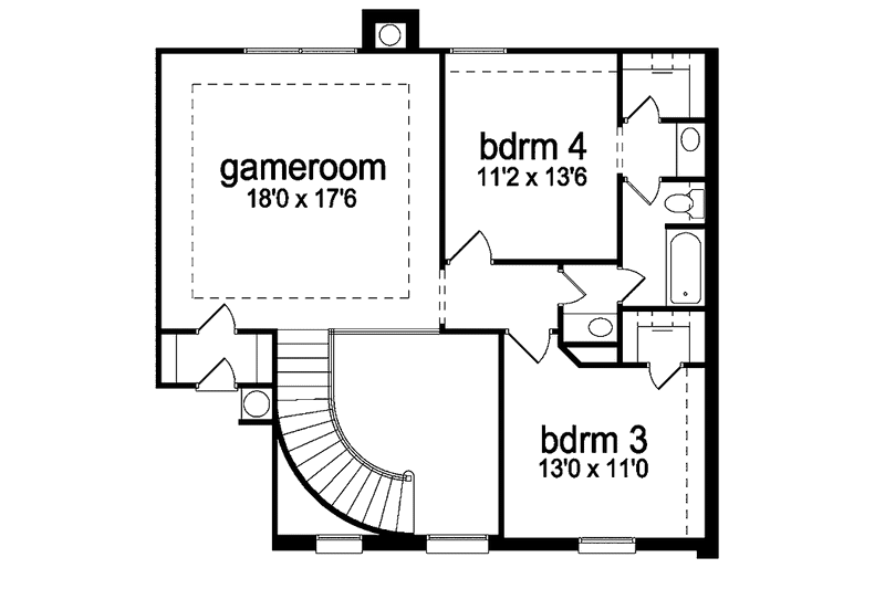 Home Plan - Floor Plan - Upper Floor for Traditional House Plan #84-728 - 4 bed, 3 bath