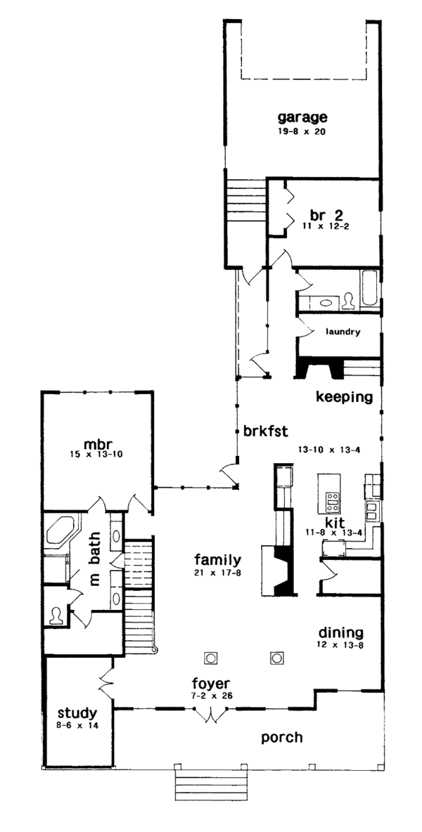 Architectural House Design - Colonial Floor Plan - Main Floor Plan #301-132