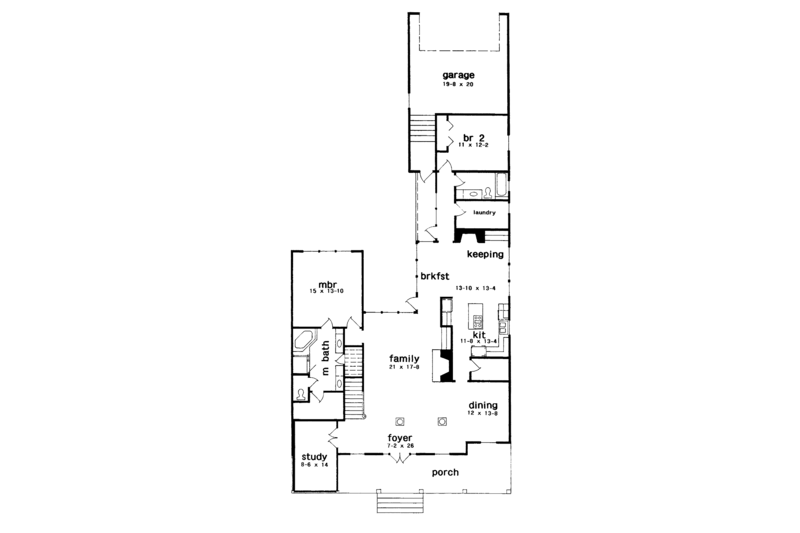 Architectural House Design - Floor Plan - Main Floor for Colonial House Plan #301-132 - 4 bed, 3 bath
