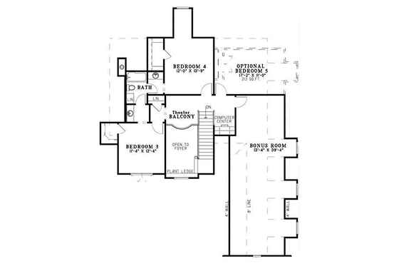 Floor Plan - Upper Floor for Craftsman House Plan #17-2807 - 4 bed, 3 bath
