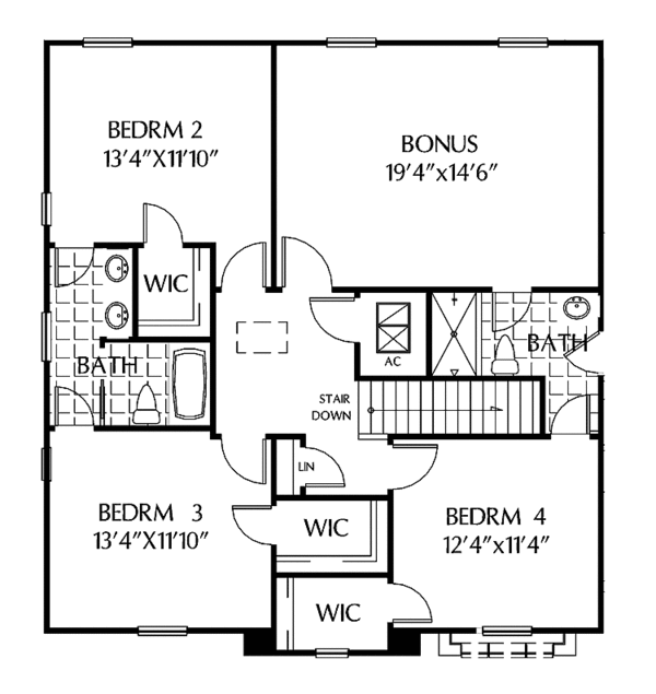 House Plan Design - Mediterranean Floor Plan - Upper Floor Plan #999-128