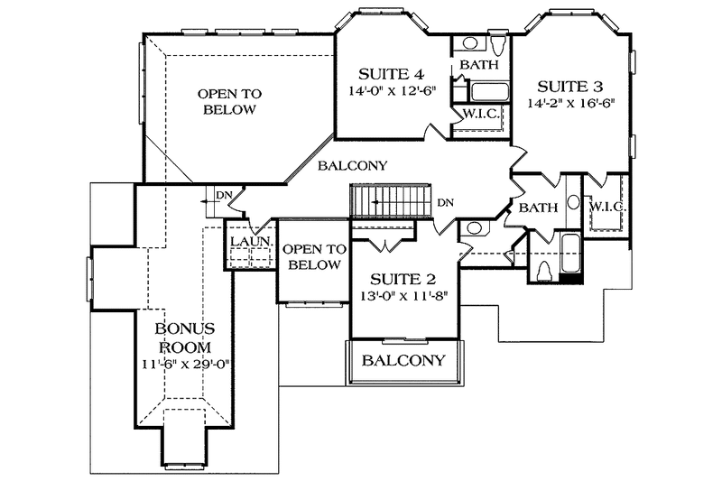 Home Plan - Floor Plan - Upper Floor for Craftsman House Plan #453-299 - 5 bed, 4.5 bath