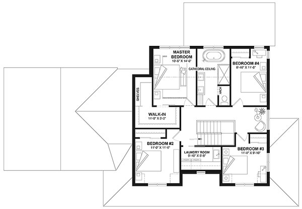 House Blueprint - Farmhouse Floor Plan - Upper Floor Plan #23-2827