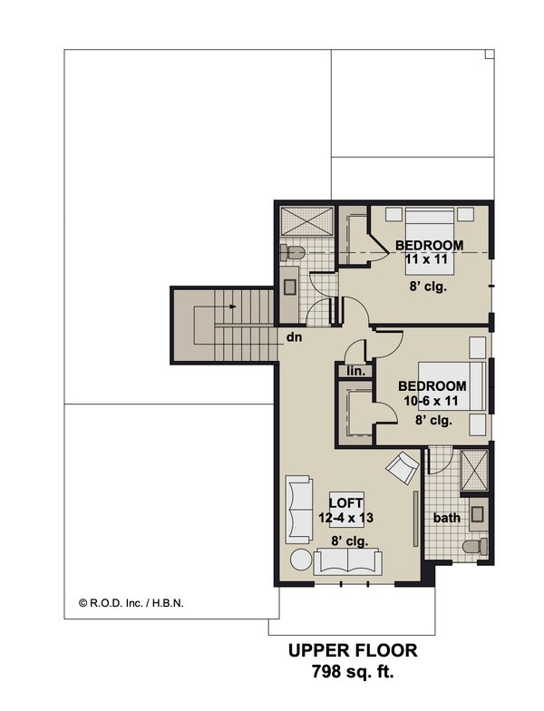 Bungalow Floor Plan - Upper Floor Plan #51-1350