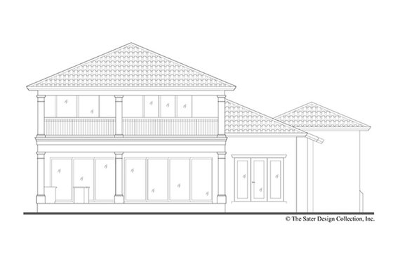 Exterior - Rear Elevation 4 for Mediterranean House Plan #930-449 - 3 bed, 3.5 bath