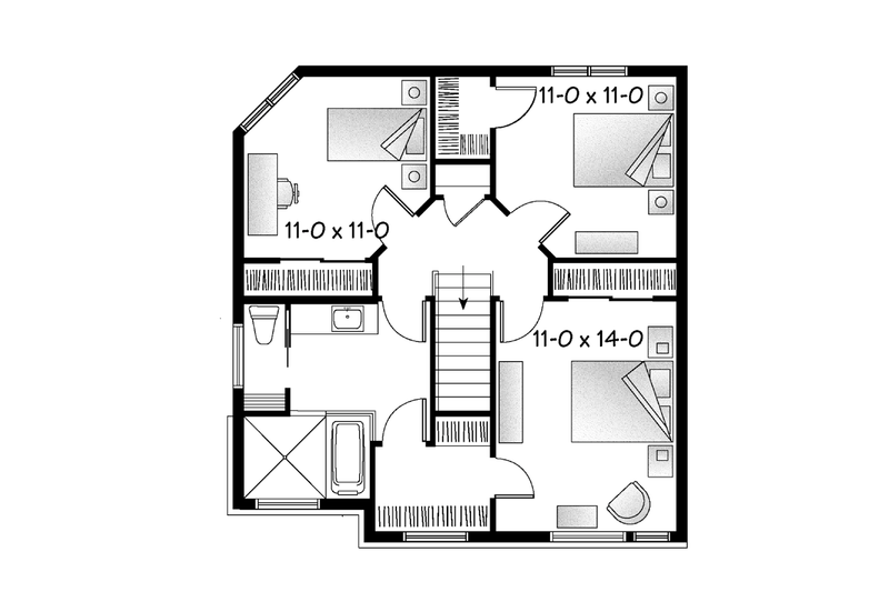 Home Plan - Floor Plan - Upper Floor for Contemporary House Plan #23-2587 - 3 bed, 2 bath