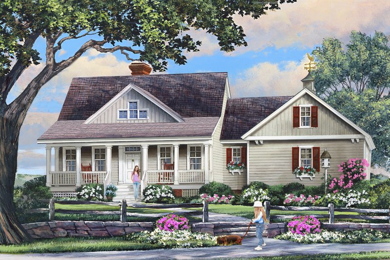 Architectural House Design - Exterior - Front Elevation for Cottage House Plan #137-392 - 3 bed, 3 bath