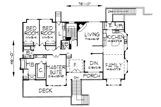 Floor Plan - Main Floor for Traditional House Plan #303-332 - 5 bed, 3.5 bath