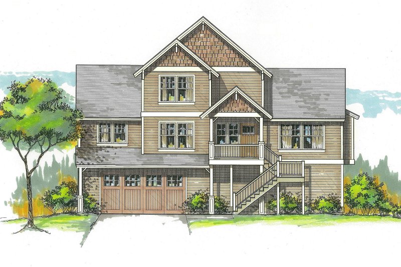 Dream House Plan - Craftsman Exterior - Front Elevation Plan #53-582