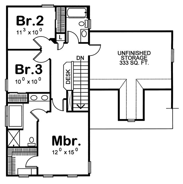 Farmhouse Floor Plan - Upper Floor Plan #20-1212