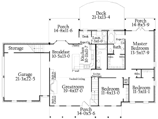 House Plan Design - Southern Floor Plan - Main Floor Plan #406-171