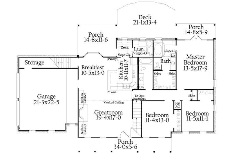 Dream House Plan - Floor Plan - Main Floor for Southern House Plan #406-171 - 3 bed, 2 bath