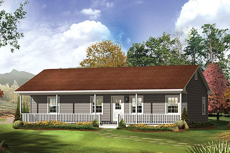 House Blueprint - Farmhouse Exterior - Front Elevation Plan #57-526