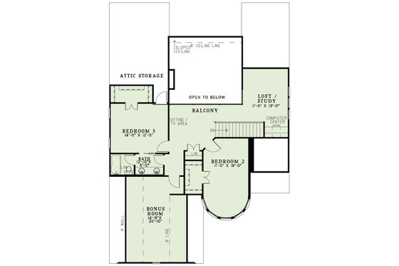 Floor Plan - Upper Floor for European House Plan #17-2566 - 3 bed, 3 bath