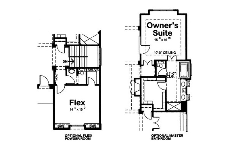 House Blueprint - Floor Plan - Other Floor for European House Plan #20-2071 - 2 bed, 2 bath