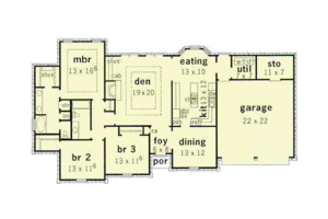 Floor Plan - Main Floor for European House Plan #16-143 - 3 bed, 2 bath