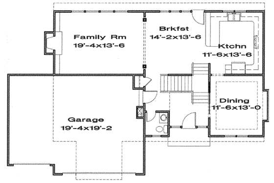 Floor Plan - Main Floor for Traditional House Plan #6-120 - 4 bed, 2.5 bath