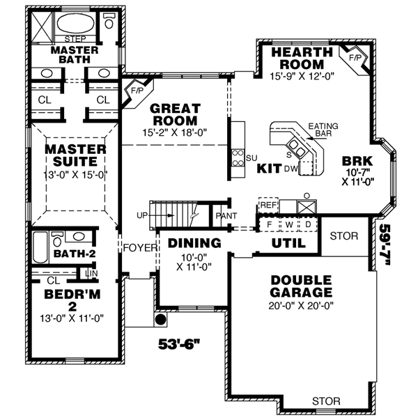 Southern Floor Plan - Main Floor Plan #34-168