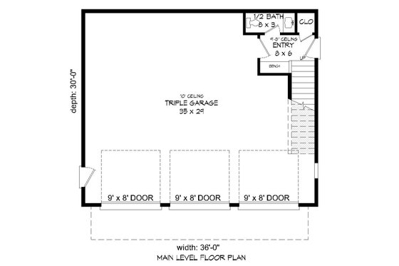 Floor Plan - Lower Floor for Contemporary House Plan #932-113 - 1 bed, 1.5 bath