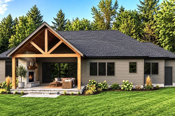 Exterior - Rear Elevation 1 for Country House Plan #1089-72 - 3 bed, 3.5 bath