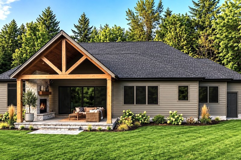 Architectural House Design - Exterior - Rear Elevation 1 for Country House Plan #1089-72 - 3 bed, 3.5 bath