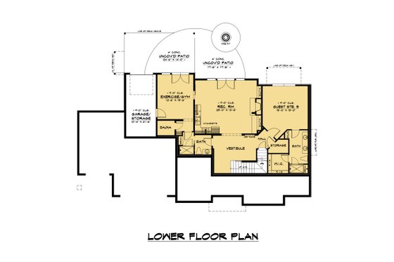 Floor Plan - Lower Floor for Contemporary House Plan #1066-164 - 5 bed, 5.5 bath