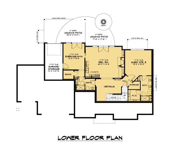 Architectural House Design - Contemporary Floor Plan - Lower Floor Plan #1066-164