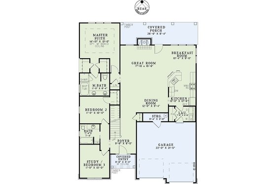 Floor Plan - Main Floor for Traditional House Plan #17-2465 - 3 bed, 3 bath