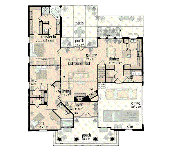 House Plan Design - Southern Floor Plan - Main Floor Plan #36-175