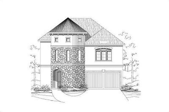 Exterior - Front Elevation for European House Plan #411-487 - 4 bed, 3.5 bath