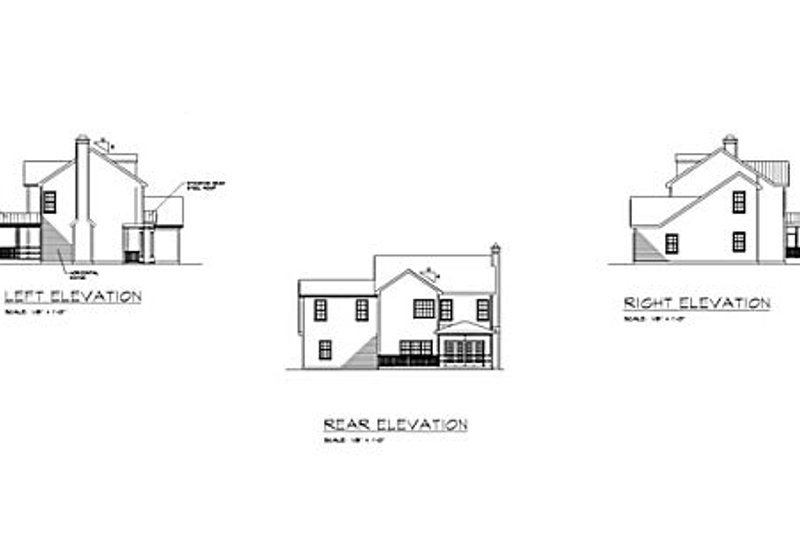 Home Plan - Exterior - Rear Elevation for Southern House Plan #56-233 - 3 bed, 2.5 bath