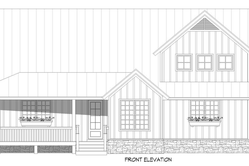 House Blueprint - Exterior - Front Elevation 3 for Farmhouse House Plan #932-1184 - 4 bed, 2.5 bath