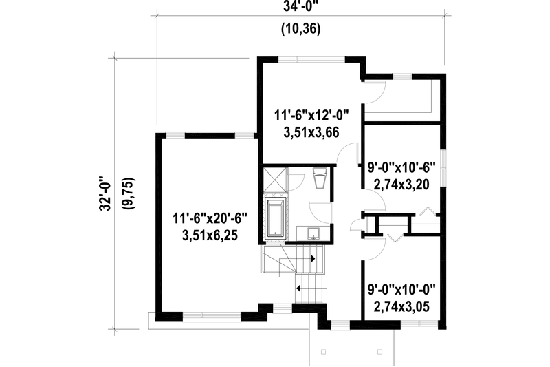 Home Plan - Floor Plan - Upper Floor for Contemporary House Plan #25-4347 - 3 bed, 1 bath