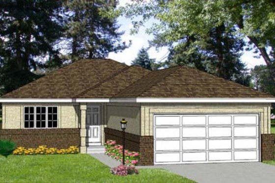 Exterior - Front Elevation for Ranch House Plan #116-151 - 2 bed, 2 bath