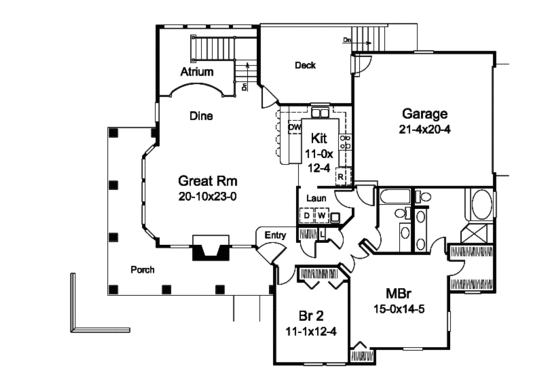 Floor Plan - Main Floor House Plan #57-595 - 2 bed, 2 bath