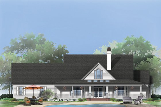 Exterior - Rear Elevation for Country House Plan #929-791 - 4 bed, 4 bath