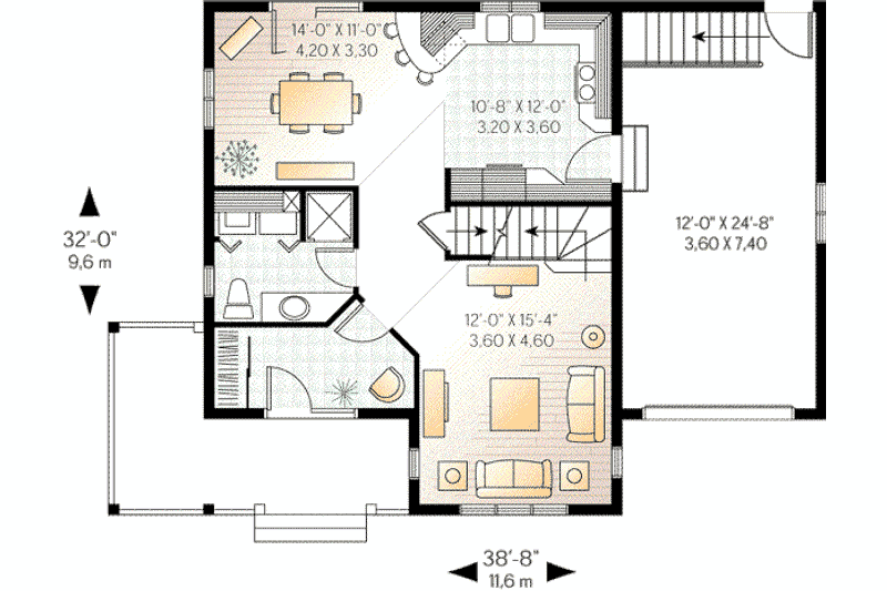 Dream House Plan - Floor Plan - Main Floor for Traditional House Plan #23-372 - 3 bed, 2 bath
