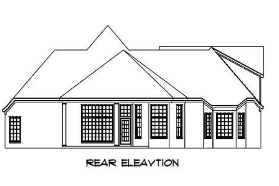Exterior - Rear Elevation for European House Plan #424-12 - 4 bed, 3 bath