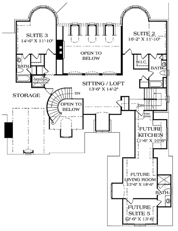 House Design - European Floor Plan - Upper Floor Plan #453-454