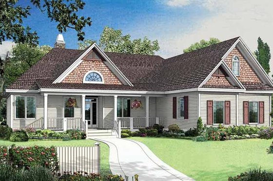 Exterior - Front Elevation 3 for Ranch House Plan #929-403 - 3 bed, 3 bath