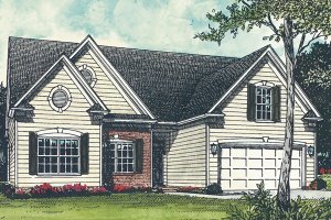 Exterior - Front Elevation for Traditional House Plan #453-66 - 3 bed, 2 bath