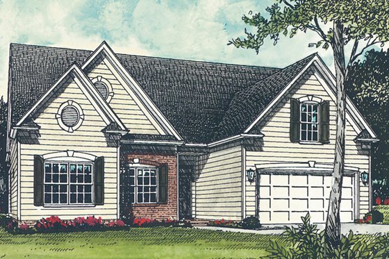 Exterior - Front Elevation for Traditional House Plan #453-66 - 3 bed, 2 bath